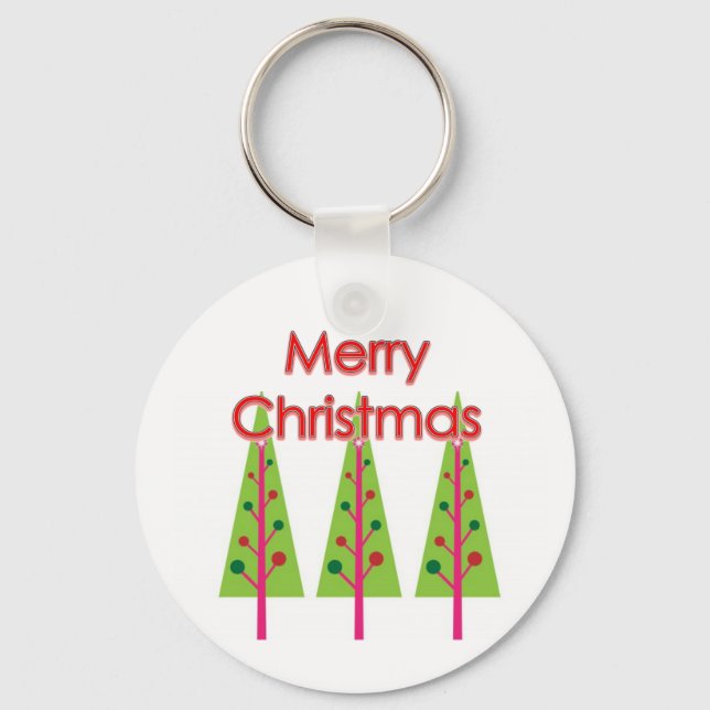 Happy Christmas Trees Keychain (Front)