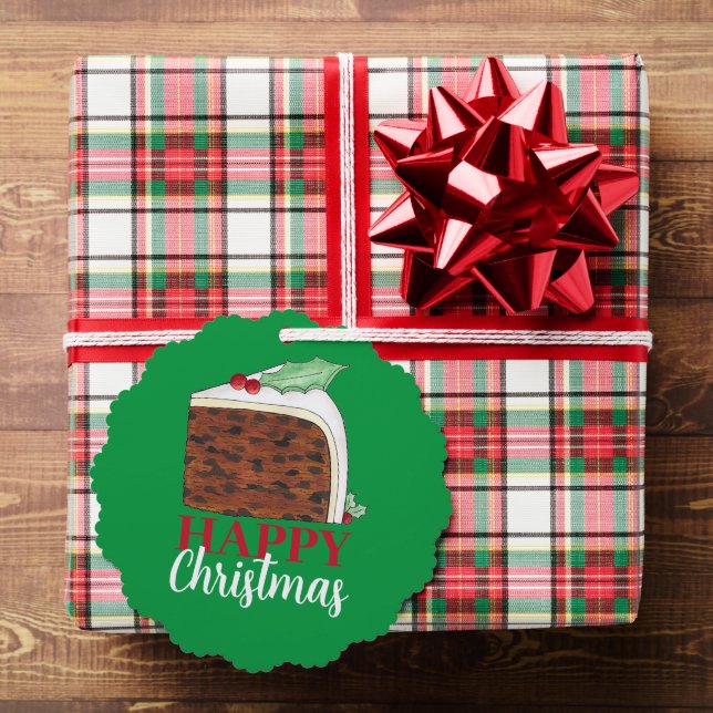 Happy Christmas UK British Cake Slice Festive Ornament Card (Insitu (Gift))