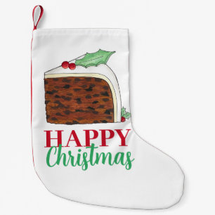 Happy Christmas UK British Cake Slice Festive Small Christmas Stocking