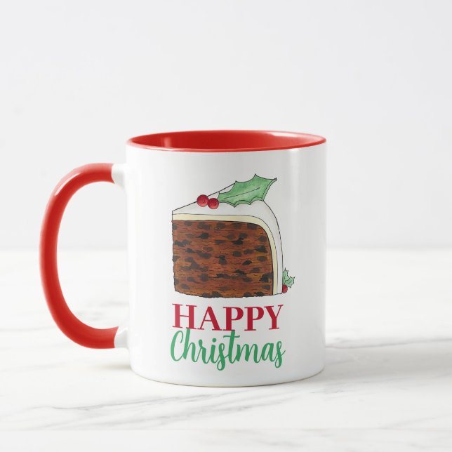 Happy Christmas UK British Cake Slice Homemade Mug (Left)