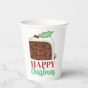 Happy Christmas UK British Cake Slice Homemade Paper Cups
