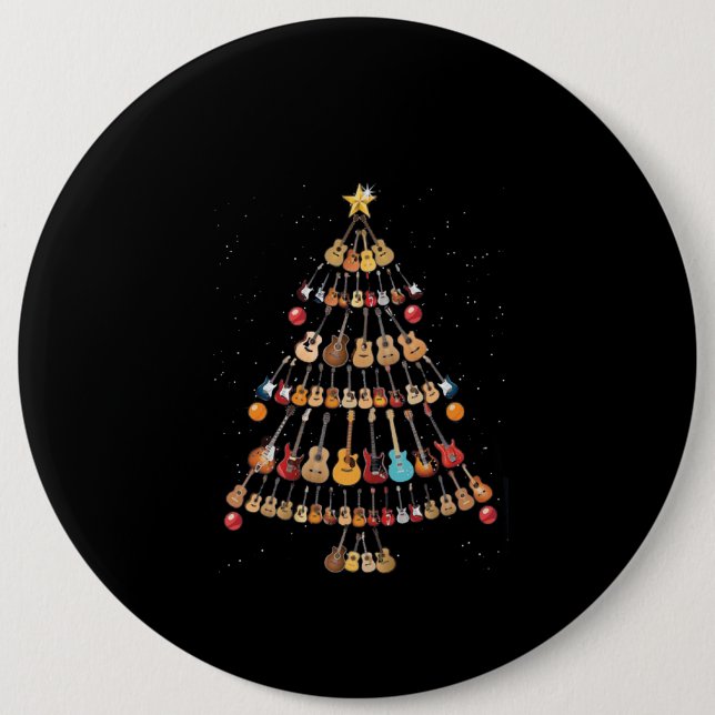 Happy Christmas|Ukulele Instrument Christmas Tree 6 Inch Round Button (Front)