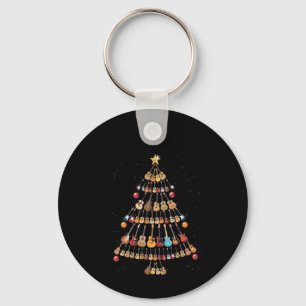Happy Christmas Ukulele Instrument Christmas Tree Keychain