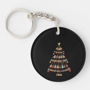 Happy Christmas Ukulele Instrument Christmas Tree Keychain