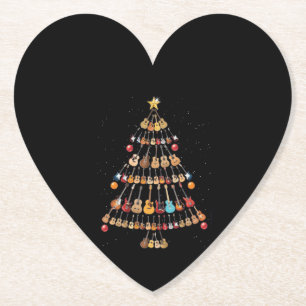 Happy Christmas Ukulele Instrument Christmas Tree Paper Coaster