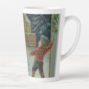 Happy Christmas - Vintage snowball fight postcard Latte Mug