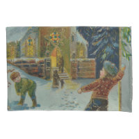 Happy Christmas - Vintage snowball fight postcard