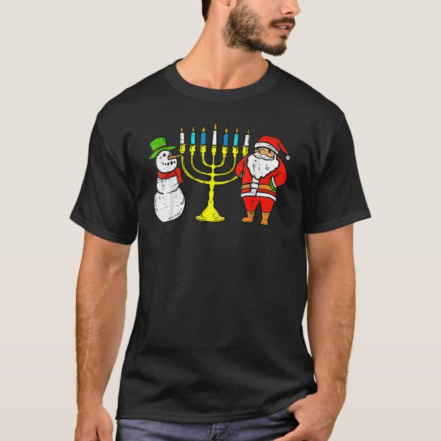 Happy Christmukkah Christmas Hanukkah Pyjamas Chan T-Shirt (Front)