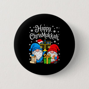 Happy Christmukkah Hanukkah Christmas Gnome Xmas F 2 Inch Round Button