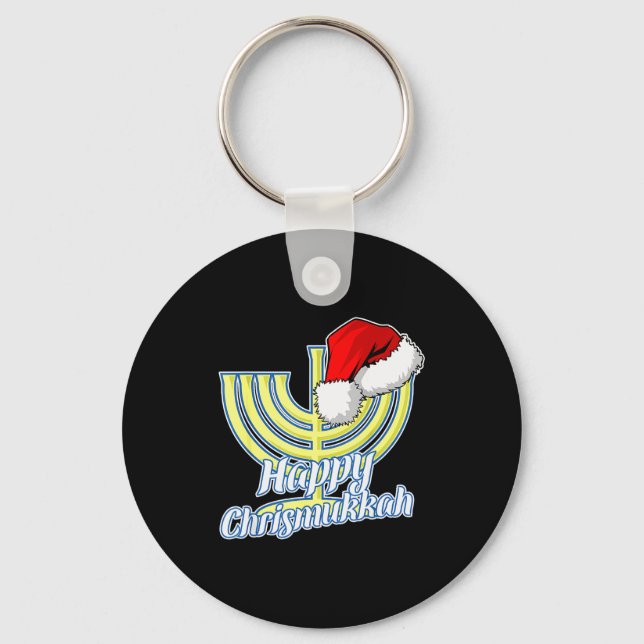 Happy Christmukkah Hanukkah Christmas  Keychain (Front)