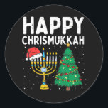 Happy Christmukkah Jewish Jew Christmas Hanukkah Classic Round Sticker<br><div class="desc">Happy Christmukkah Jewish Jew Christmas Hanukkah</div>