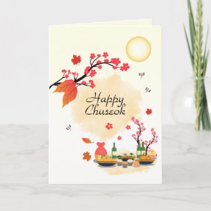 Happy Chuseok with Persimmon Tree Holiday Card