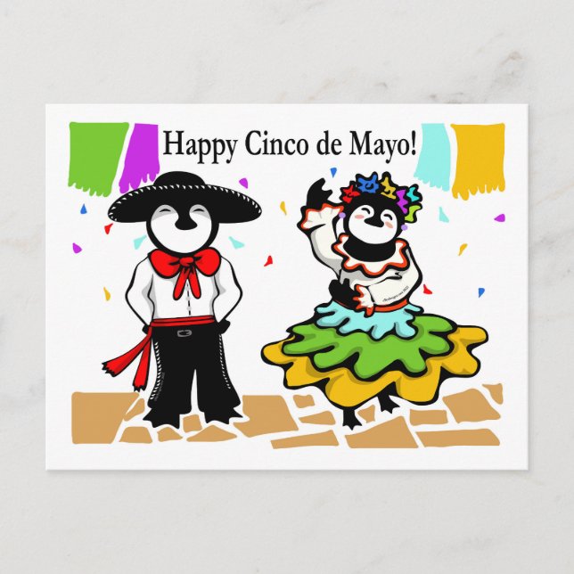 Happy Cinco de los Penguinos Holiday Postcard (Front)
