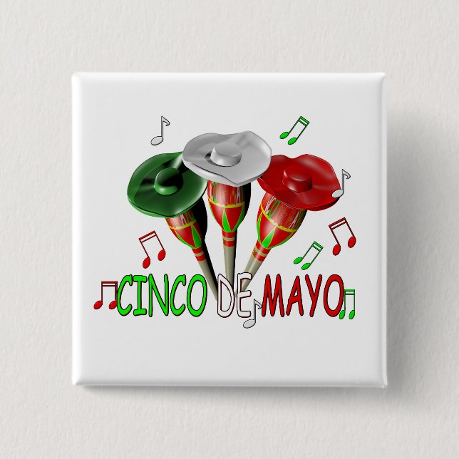 Happy Cinco de Mayo 2 Inch Square Button (Front)