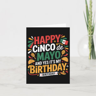 Happy Cinco De Mayo Birthday Tacos Kids Men Women  Card