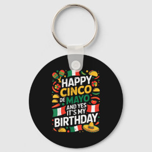 Happy cinco de mayo birthday tacos kids men women keychain