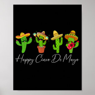 Happy cinco de mayo cactus fiesta mexican poster