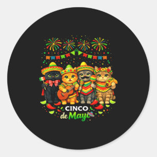 Happy cinco de mayo cats funny mexican fiesta men classic round sticker