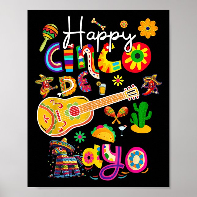 Happy Cinco De Mayo Fiesta Mexican Party 5 De Mayo Poster (Front)