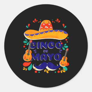 Happy cinco de mayo let's fiesta mexican party men classic round sticker