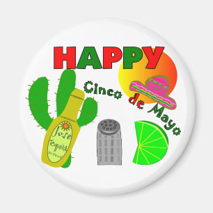 "Happy Cinco de Mayo" Lime, Tequila & Salt Design Magnet