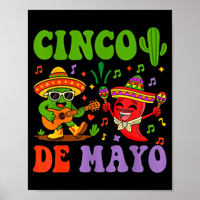 Happy cinco de mayo mexican cactus and pepper poster (Front)