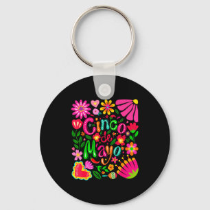 Happy cinco de mayo mexican sombrero margarita keychain