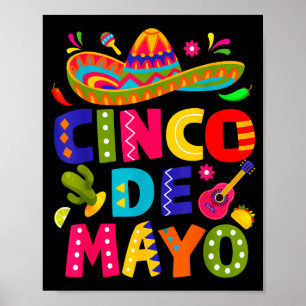 Happy cinco de mayo mexican sombrero margarita poster