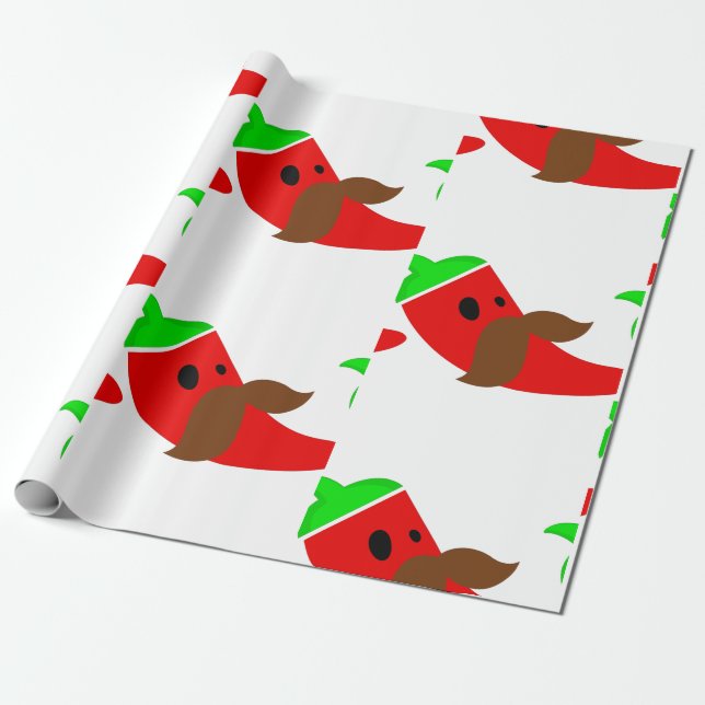 happy cinco de mayo moustache pepper funny wrapping paper (Unrolled)