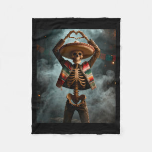 Happy cinco de mayo skeleton fiesta heart hands fleece blanket
