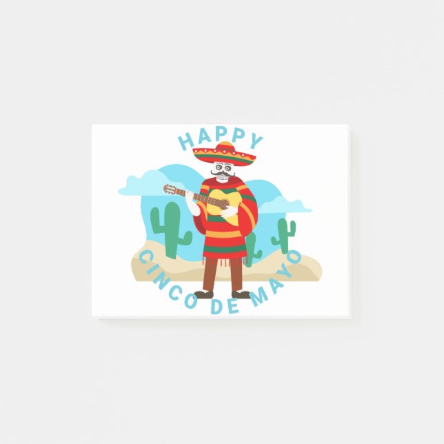 happy cinco de mayo skeleton post-it notes (Front)