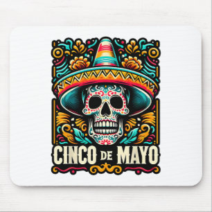 Happy Cinco De Mayo Skeleton Skull Sombrero Mexica Mouse Pad