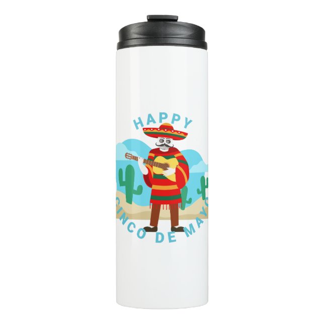 happy cinco de mayo skeleton thermal tumbler (Front)