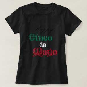 Happy Cinco de Mayo Typography Mexican Colours T-Shirt