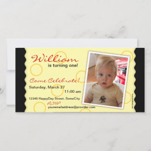 Happy Circle Photo Card: Black & Yellow