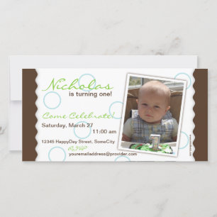 Happy Circle Photo Card: Brown & Blue