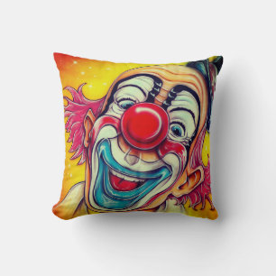 Happy Circus Clown Throw Pillow