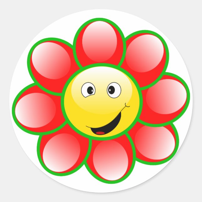 Happy Classic Round Sticker (Front)