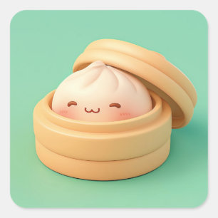 Happy Clay Steamed Dumpling Square Sticker