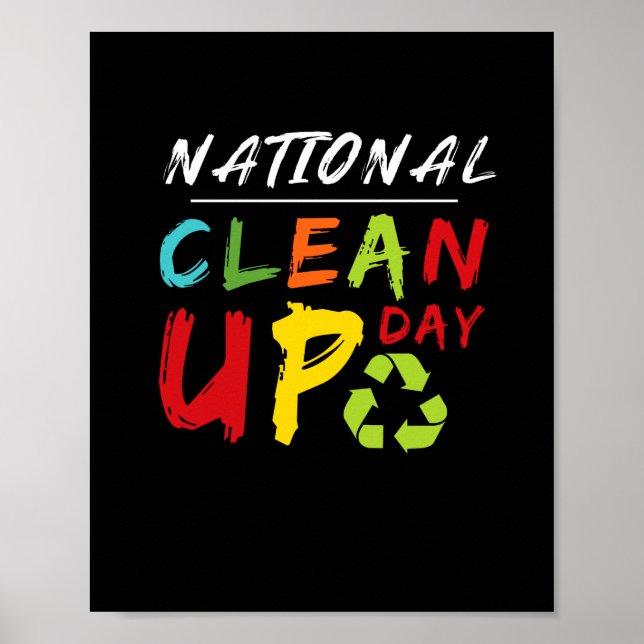 Happy Clean Up Day Cleaning Environmental Poster (Front)