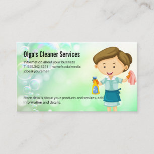 Happy Cleaning Lady   Home Cleaning Services Business Card