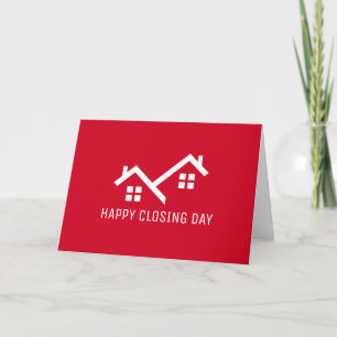 Happy Closing Day Real Estate Modern Red Home Note Card