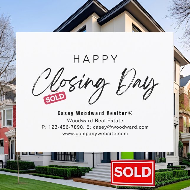Happy Closing Day Realtor Minimalist Personalized Postcard (Creator Uploaded)