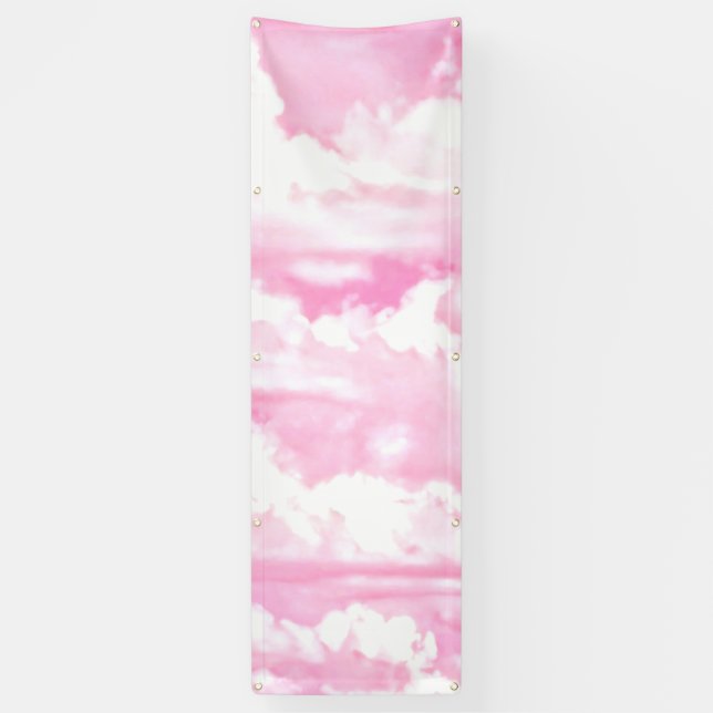Happy Clouds Pink Display Banner (Vertical)