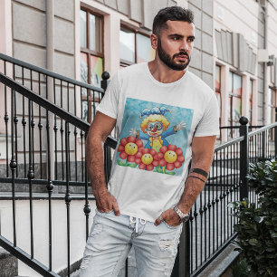 Happy Clown and Smiling Flowers T-Shirt
