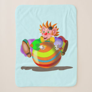 Happy Clown Baby Sherpa Blanket - Customizable