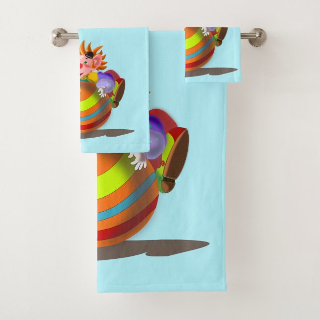 Happy Clown Bath Towel Set - Customizable (Insitu)