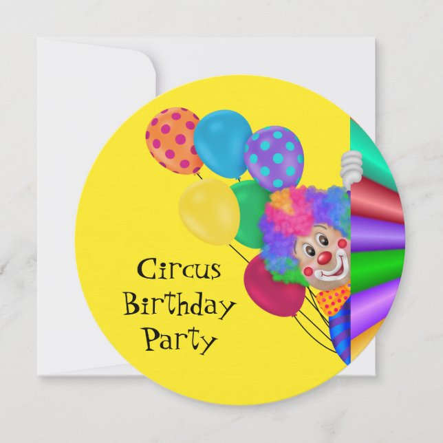 Happy Clown Circus Birthday Party Invitation (Front)