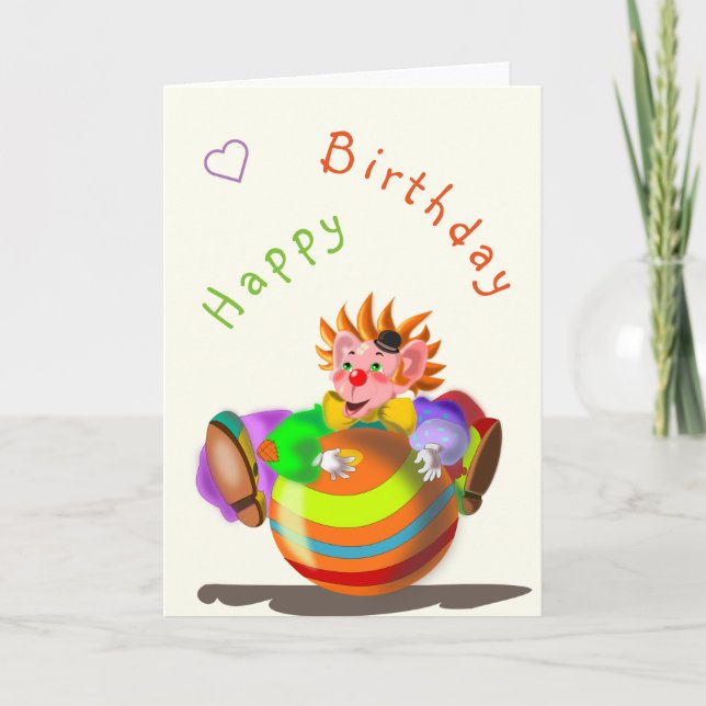 Happy Clown Funny Birthday Card - Customizable (Front)