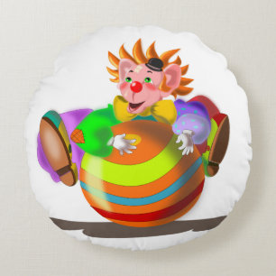 Happy Clown Funny Round Pillow - Customizable